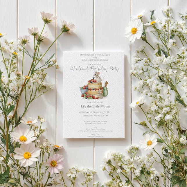 Convites Rato Pequeno com bolo de aniversário (Criador carregado)