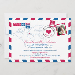 Convites Ravello Itália Airmail Posta Recepção de casamento