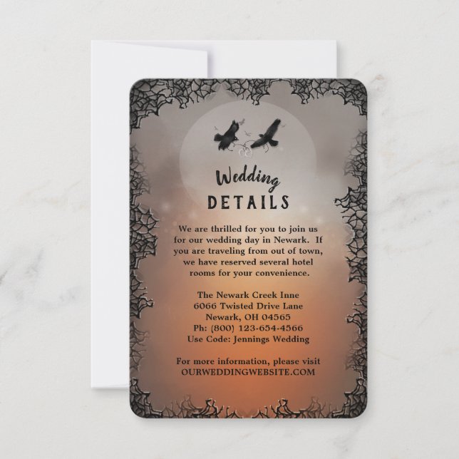 Convites Ravens Correspondendo Detalhes do Casamento 3.5x5  (Frente)