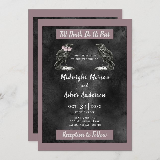 Convites Ravens Pássaros Até A Morte Nos Separam De Roxo Ne (Frente/Verso)