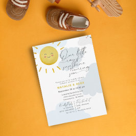 Convites Ray de Chá de fraldas Azul do Rapaz das Nuvens Sol