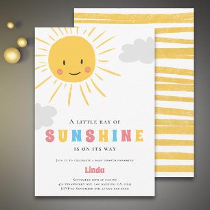 Convites Ray do Chá de fraldas Neutro Sunshine