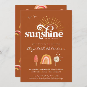 Convites Ray of Sunshine Chá de fraldas Boho