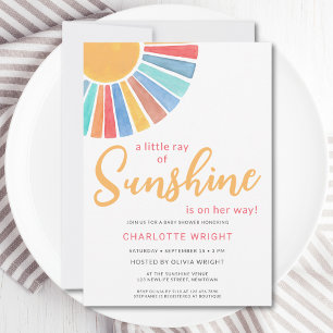 Convites Ray of Sunshine Girl's Chá de fraldas