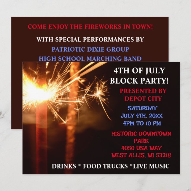 Convites Reacionador do Partido de Bloqueio de Independênci (Frente/Verso)