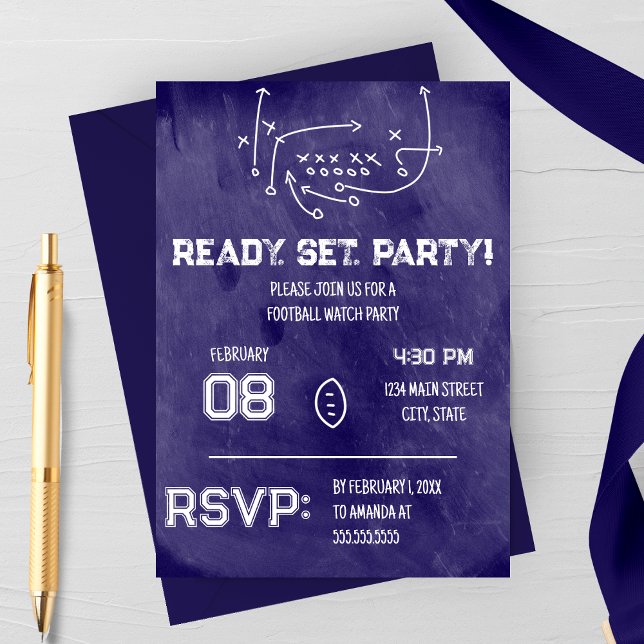 Convites Ready Set Party Football Watch Party Invitation (Criador carregado)