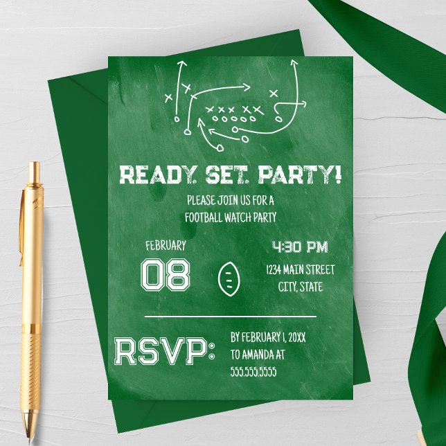 Convites Ready Set Party Football Watch Party Invitation (Criador carregado)