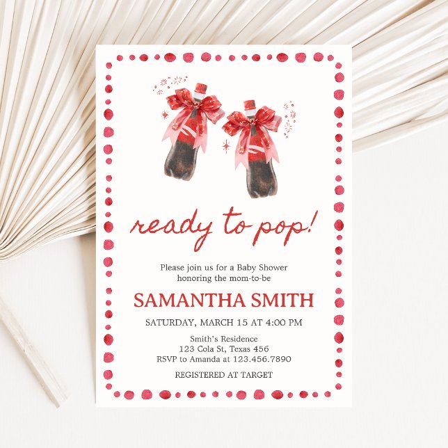 Convites Ready to Pop Baby Shower  (She's Ready to Pop Cola Baby Shower Invitation)