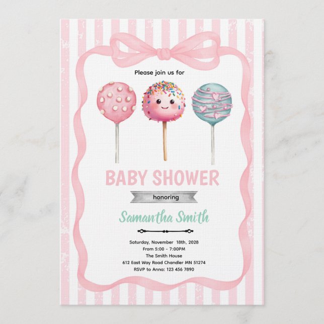 Convites Ready to Pop Cake Pop Shower Invitation (Frente)