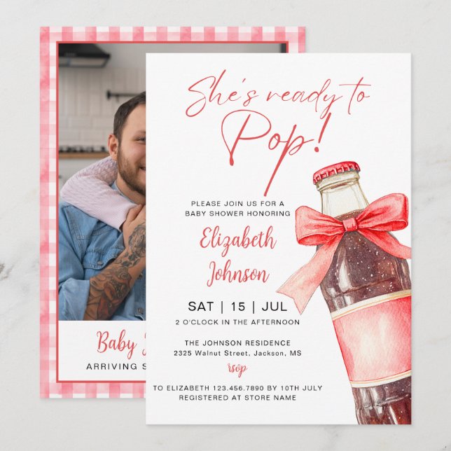Convites Ready To Pop Soda Bottle Baby Shower Photo (Frente/Verso)