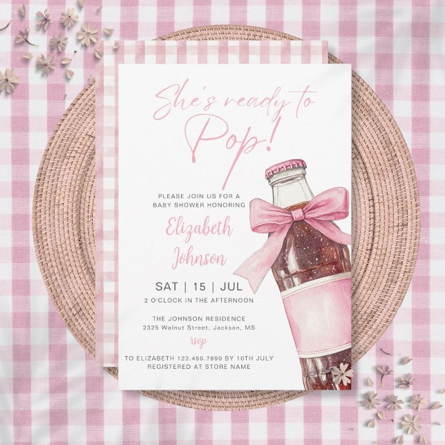 Convites Ready To Pop Soda Bottle Pink Bow Baby Shower (Ready To Pop Soda Bottle Pink Bow Baby Shower Invitation)