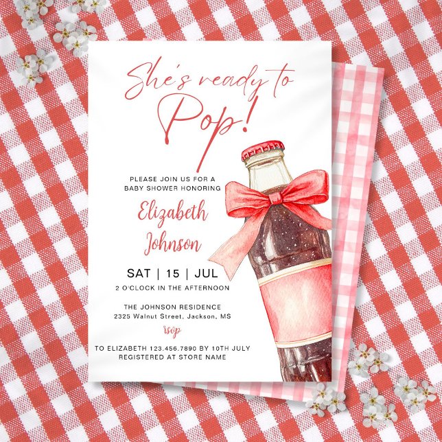 Convites Ready To Pop Soda Bottle Red Bow Baby Shower (Ready To Pop Soda Bottle Red Bow Baby Shower Invitation)