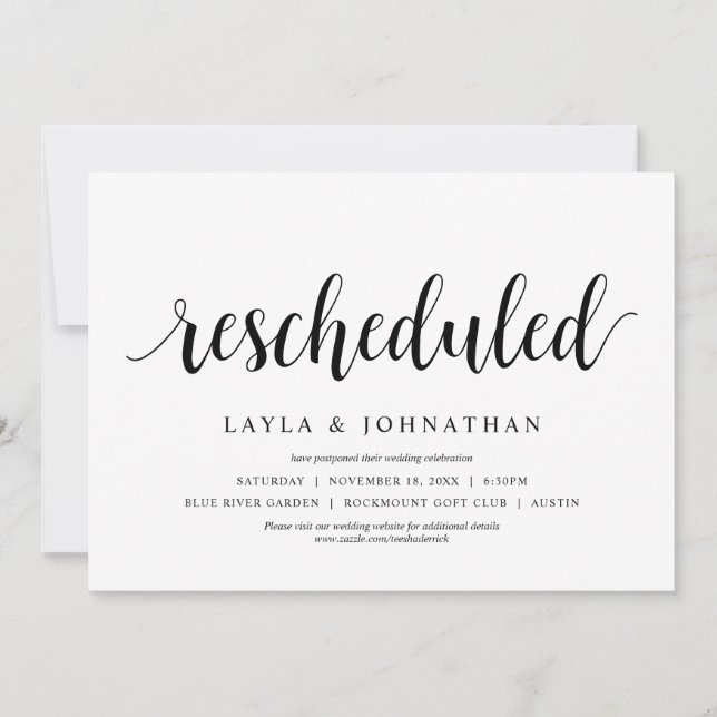 Convites Reagendado, Casamento Alterar a data (Frente)