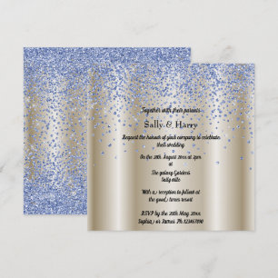 Convites Real Blue Diamantes, ouro de cristal azul