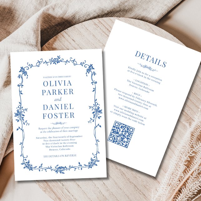 Convites Real Blue French All in One Victorian Wedding (Fra (Criador carregado)