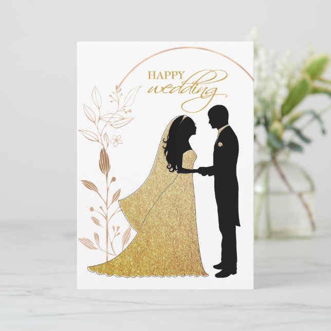 Convites Real Gold Foil Elegante deixa monograma de coroa (Em pé/Frente)