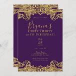 Convites Real Purple e Dourado Lace Sujo 30 aniversário de<br><div class="desc">Personalizar para qualquer evento</div>