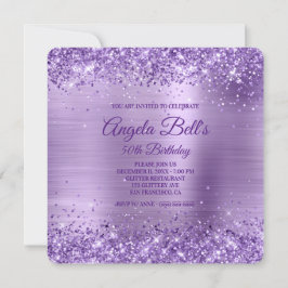 Convites Real Purple Glitter Brushing Foil 50º Aniversário