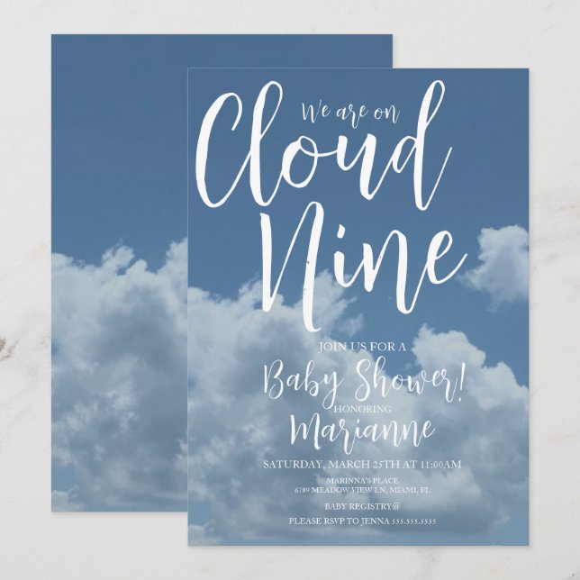 Convites Realistic Clouds Cloud Nine Baby Shower   (Frente/Verso)