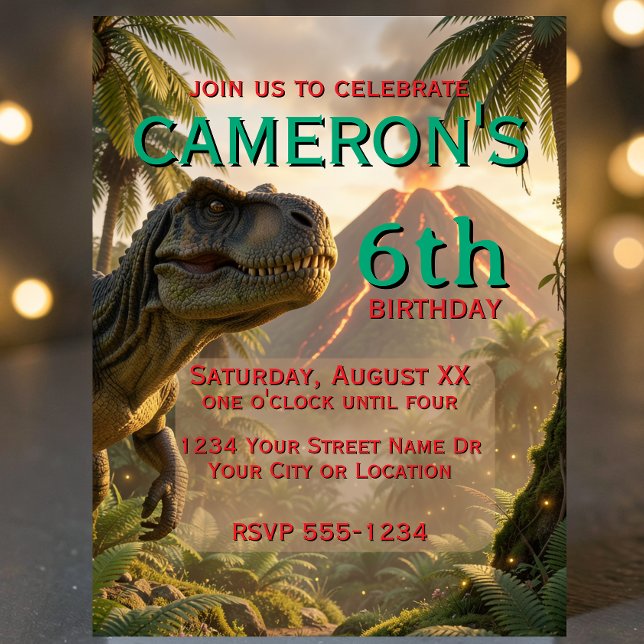 Convites Realistic Dinosaur T-Rex Birthday Party (Criador carregado)