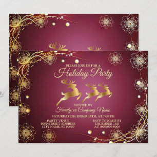 Convites Rebeldes do Ouro do Partido do Natal - Elegante Ro