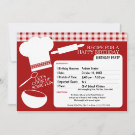 Convites Receita da Festa de aniversário do cozinhar