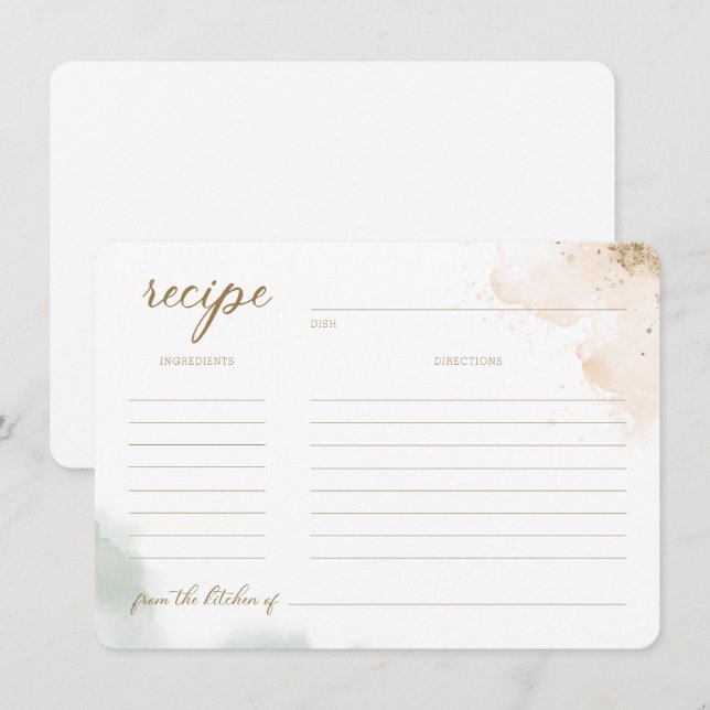 Convites Receita De Chá de panela Eucalyptus Dourado De Ver (Frente/Verso)