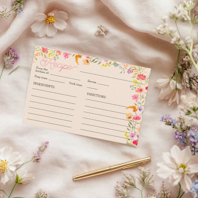Convites Receita de noiva Romântica de Pastel Wildflower Bl (Romantic Pastel Wildflower Bloom bridal recipe Invitation)
