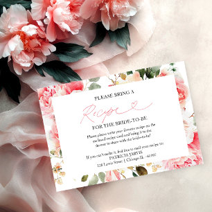 Convites Receita do Chá de Noiva Floral Corado