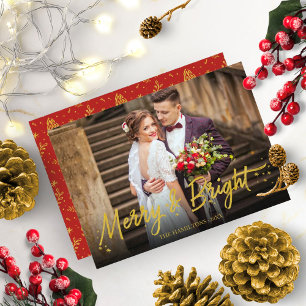 Convites Recém-Casados Alegre E Brilhante Foto Natal Feriad