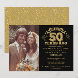 Convites Recém-Casados Aniversário de 50 anos Foto Dourado
