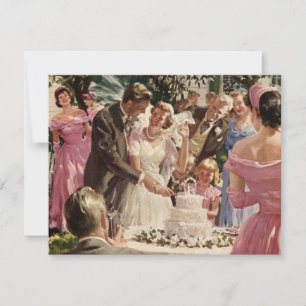 Convites Recém-Casados de Casamento Antigo Cortam Bolo Avis