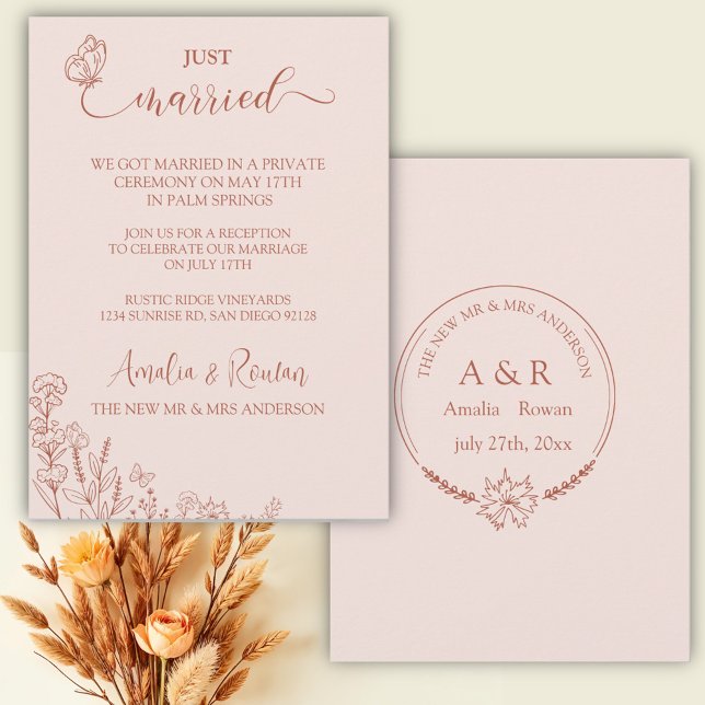Convites Recem casados de Casamento das Flores do Meadow (Criador carregado)