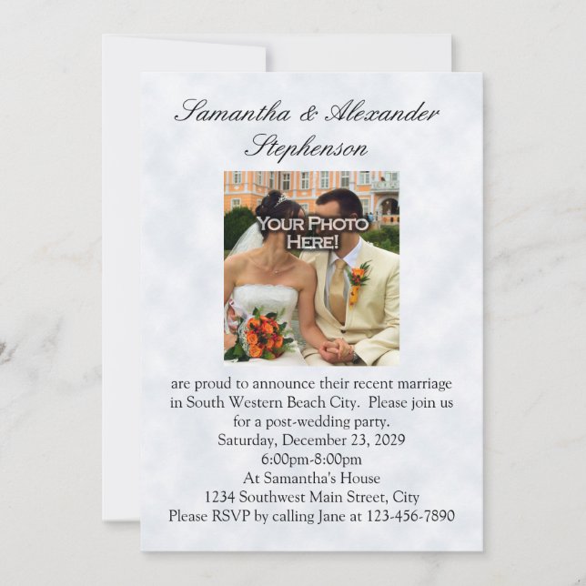 Convites Recem casados, duas Bandas/nuvens Douradas (Frente)