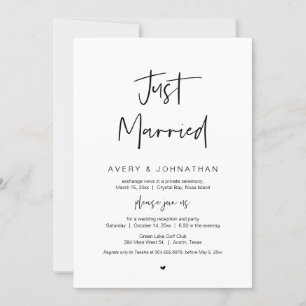 Convites Recém-Casados, Preto, Festa de Fuga de Casamento