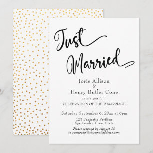 Convites Recem-Casados Recepção de Casamento, Confetes Dour