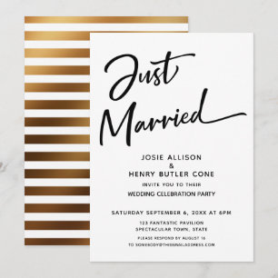 Convites Recém-Casados Recepção de Casamento Moderna Listra