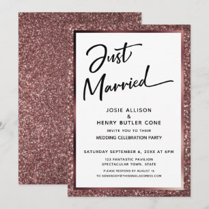 Convites Recém-Casados Roteiro Recepção Brilho Rosa Dourado