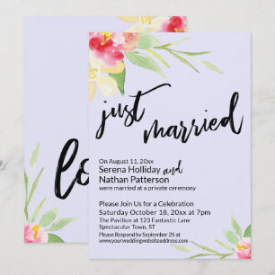 Convites Recém-Casados Tipografia Floral Aquarela Lavanda