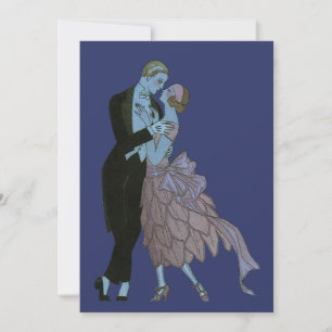 Convites Recém-casados Vintage Art Déco, Save the Date de C
