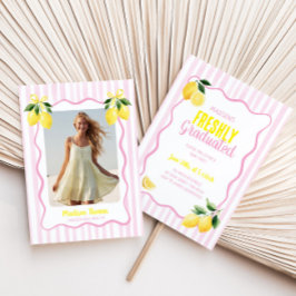 Convites Recém-Formado Listras Rosa Limão Graduação