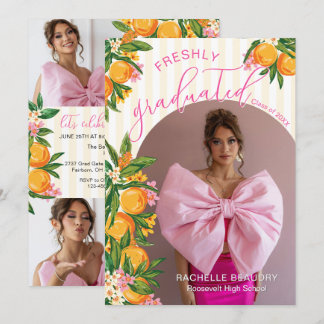 Convites Recém-Formado Verão Laranja Cítrico Floral Grad