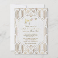 Recepção Art Deco Great Gatsby em Branco e Dourado