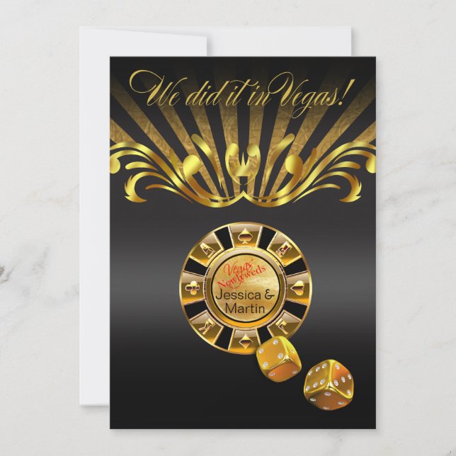 Convites Recepção Art Nouveau Vegas | dourado preto (Frente)