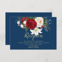 Recepção | Azul Marinho com Crimson Red Peonies