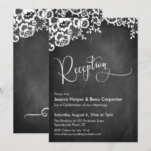 Convites Recepção Caligrafia Casamento de Chalkboard e Lo