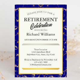 Convites Recepção Celebração de mármore Dourado Azul Formal