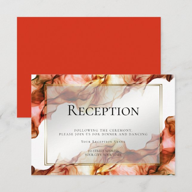 Convites RECEPÇÃO | Cores de Outono em Aquarela Abstrata 4 (Frente/Verso)