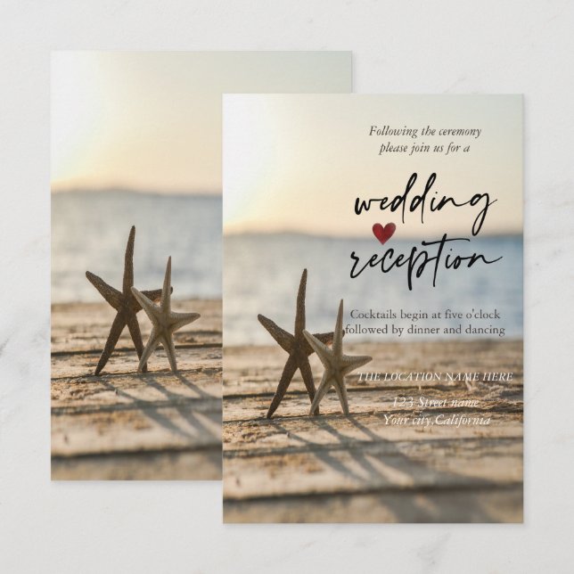 Convites Recepção das estrelas do mar Praia da Areia (Frente/Verso)