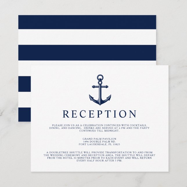 Convites Recepção de Âncora Estilo Náutico (Frente/Verso)